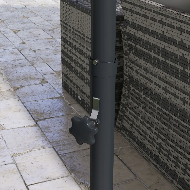 Outsunny 10 FT Cantilever Umbrella, Aluminum Hanging Offset Umbrella with 360°Rotation, Crank, Tilt, Cross Base, Khaki