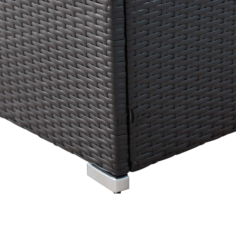 Outsunny 5-Piece Patio Furniture Set with Cushions, Outdoor PE Rattan Wicker Sofa Set, Sectional Furniture with Pillows, Glass Coffee Table for Garden, Backyard, Coffee/Blue