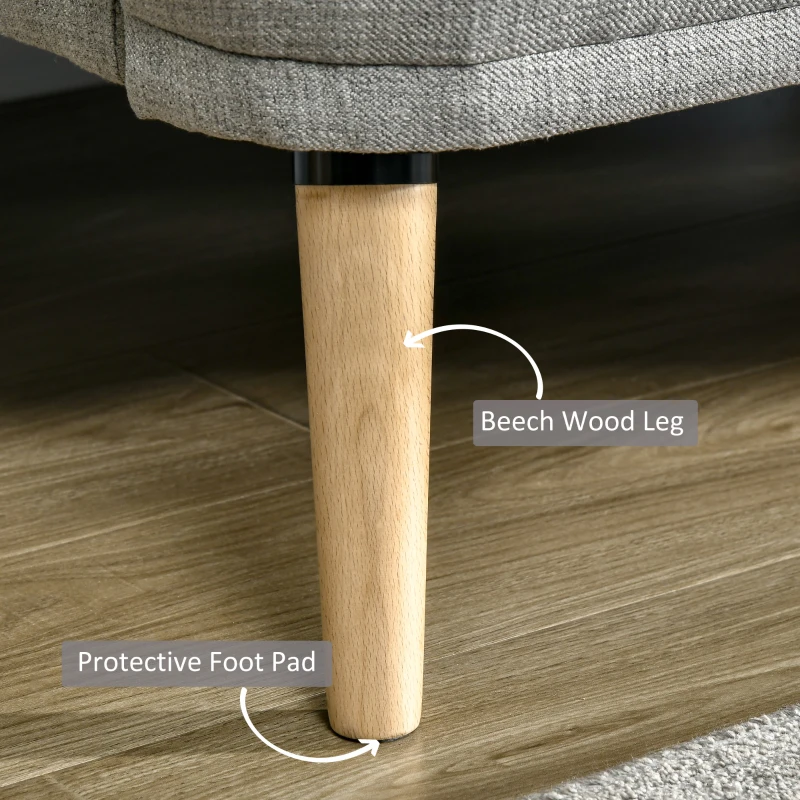 HOMCOM 48" Loveseat Sofa for Bedroom, Modern Love Seats Furniture, Upholstered Small Couch for Small Spaces, Gray