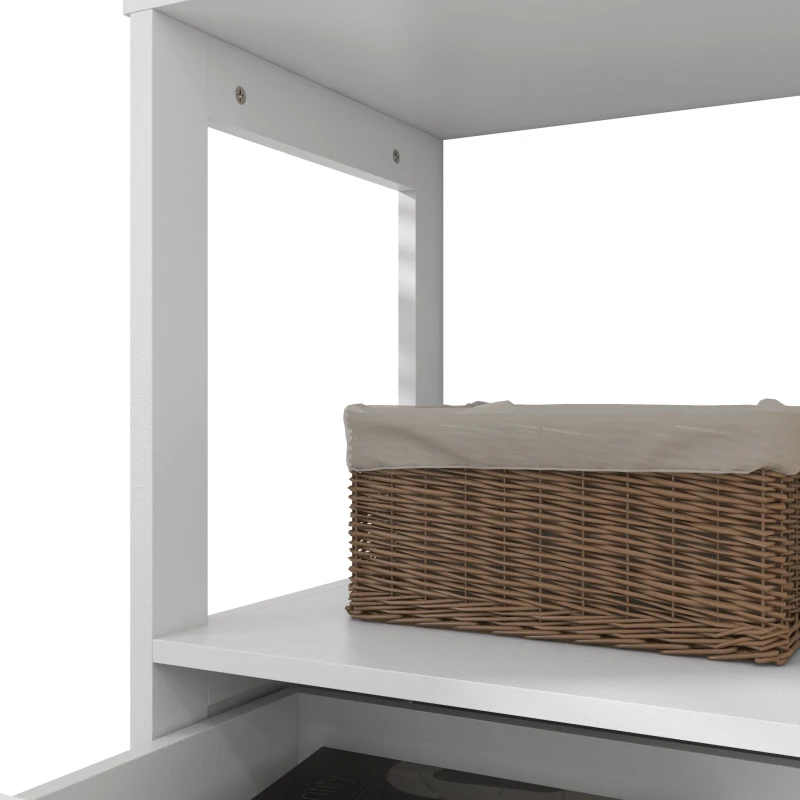 kleankin Farmhouse Bathroom Storage Cabinet, Linen Cabinet with Drawer and Shelves, 23.5" x 13" x 48.5", White