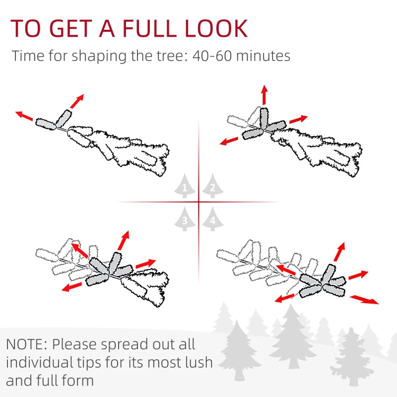 HOMCOM 7.5 Foot Artificial Nordic Pine Christmas Tree with Snow, Easy Assembly, Hinged Xmas Tree for Home Office Holiday