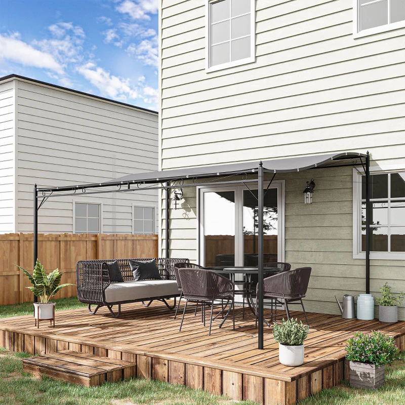 Outsunny 10' x 13' Outdoor Pergola Gazebo, Steel Patio Canopy with Weather-Resistant Fabric and Drainage Holes, Gray