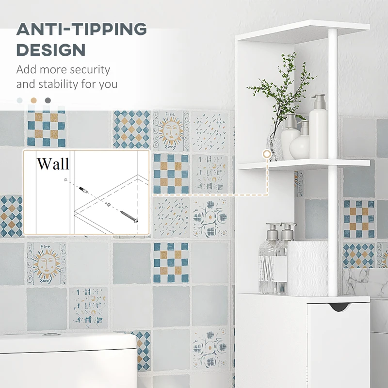 HOMCOM Tall Bathroom Storage Cabinet, Narrow Bathroom Cabinet with Drawers and Open Shelves for Small Spaces, White