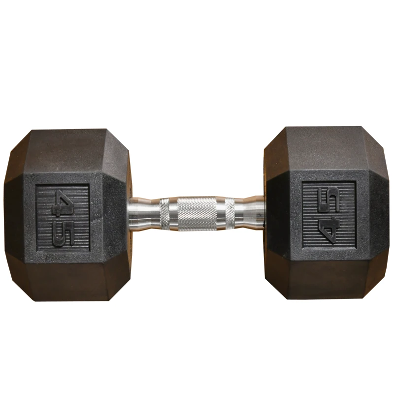 Soozier 45lbs Rubber Hex Dumbbells Weight Dumbbell Hand Weight Barbell for Body Fitness Training for Home Office Gym, Black