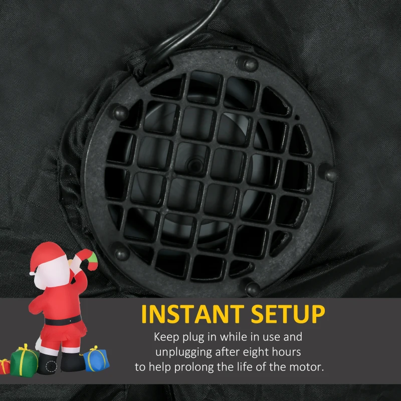 HOMCOM 6ft Christmas Inflatables Outdoor Decorationss Decorations Santa Claus with Candy Cane, Blow-Up LED Yard Christmas Decor