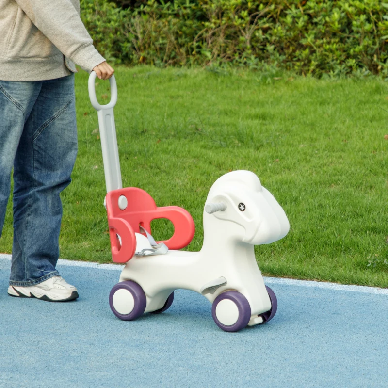 Qaba 4 in 1 Kids Rocking Horse w/ Detachable Balance Board & Push Handel, Red