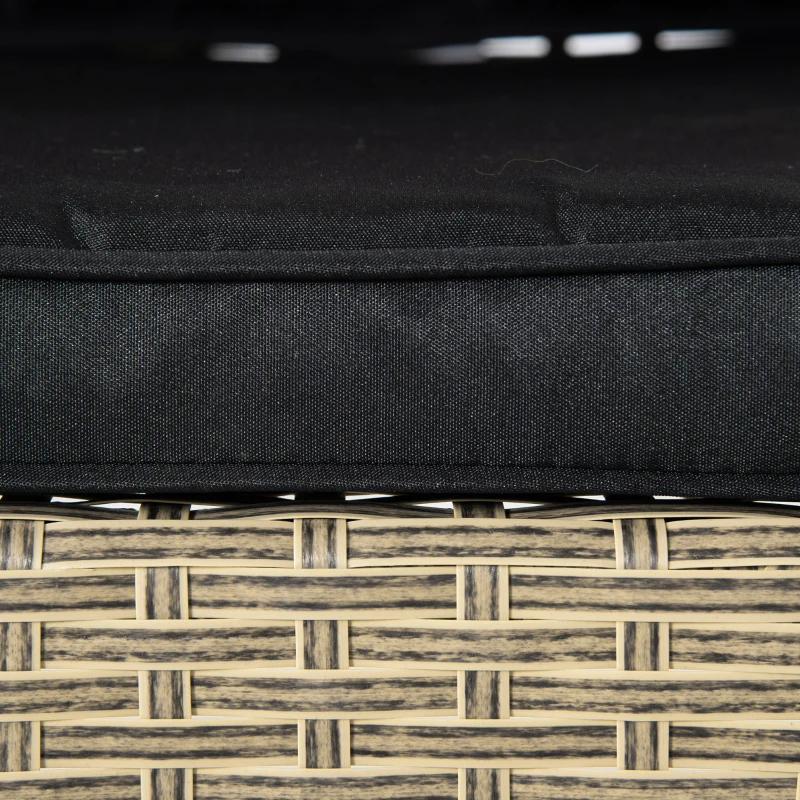 Outsunny 7 Pieces Wicker Patio Dining Set Outdoor Furniture Set with Removable Cushions, Glass Top Dining Table, PE Rattan Conversation Set for Garden Poolside Backyard, Black