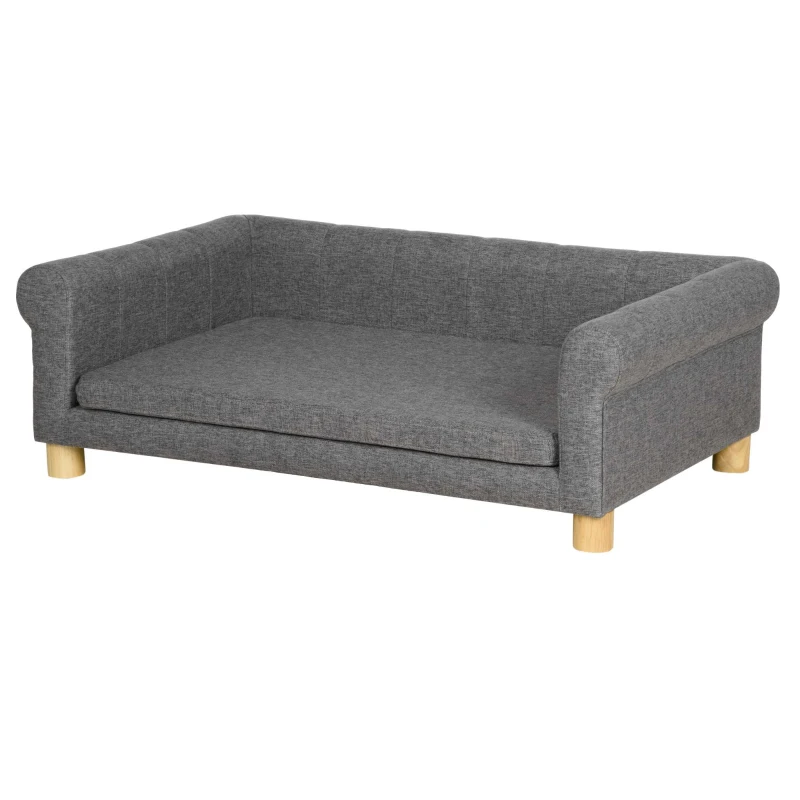 PawHut Modern Pet Sofa Cat or Medium Large Dog Bed W/ Removable Seat Cushion, Dark Grey