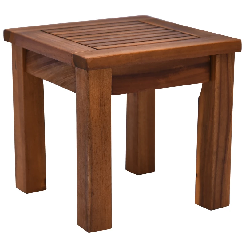 Outsunny 3 Piece Outdoor Side Nesting Table Patio Set with Acacia Wood Build & Multi-Functional Design