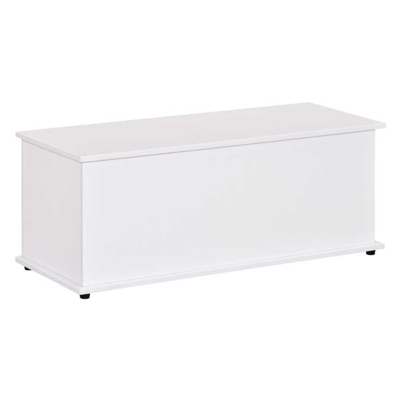 HOMCOM 39.5" Storage Chest with 2 Safety Hinges, Storage Box Organizer with Flip-Top Lid, Entryway Storage Bench, White