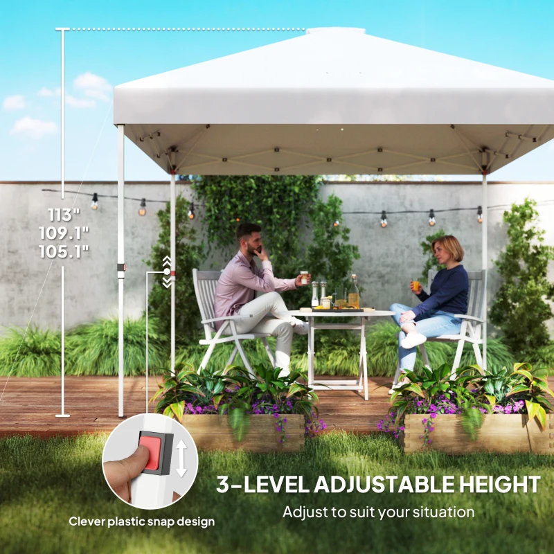 Outsunny 10' x 10' Pop Up Canopy Tent w/ Sidewall, UPF50+ Height Adjustable Instant Sun Shelter w/ Storage Pockets, White
