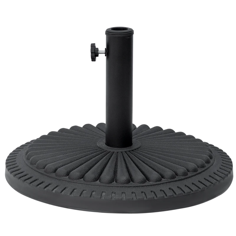 Outsunny Patio Umbrella Base Stand, Round Cement Parasol Holder for Outdoor, Patio, Garden, Beach, Fits Φ1.4", Φ1.5" and Φ 2" Pole, Black