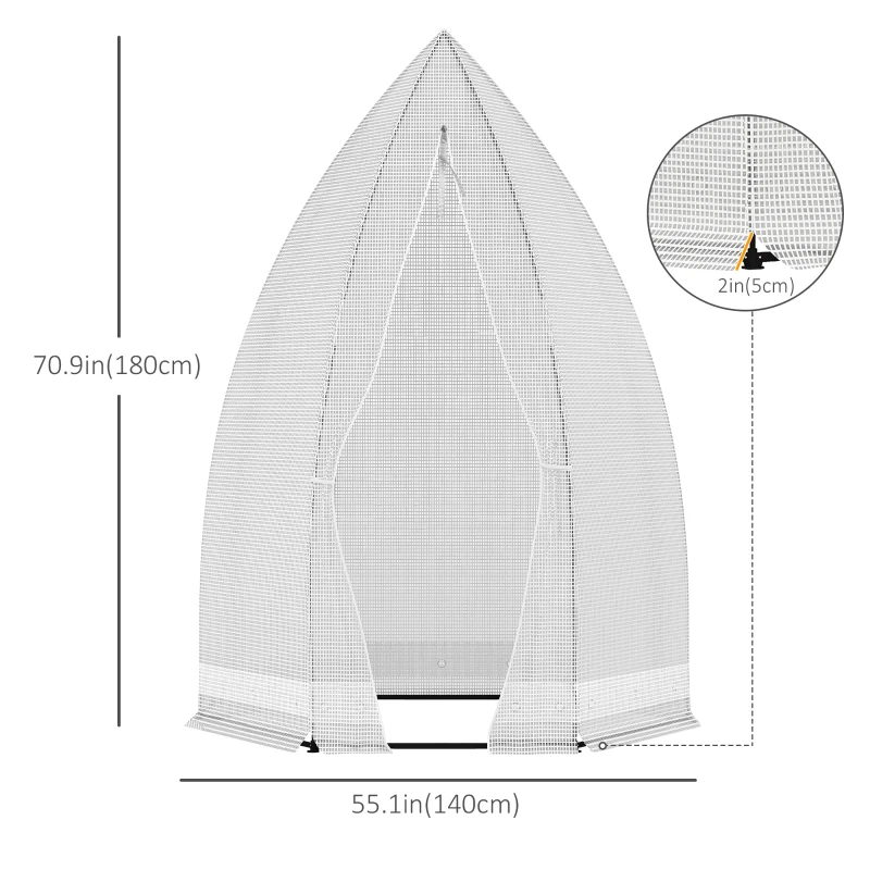 Outsunny 55" x 55" x 71" Greenhouse Portable Hot House for Plants with Zippered Door for Outdoor, Garden, Patio, White