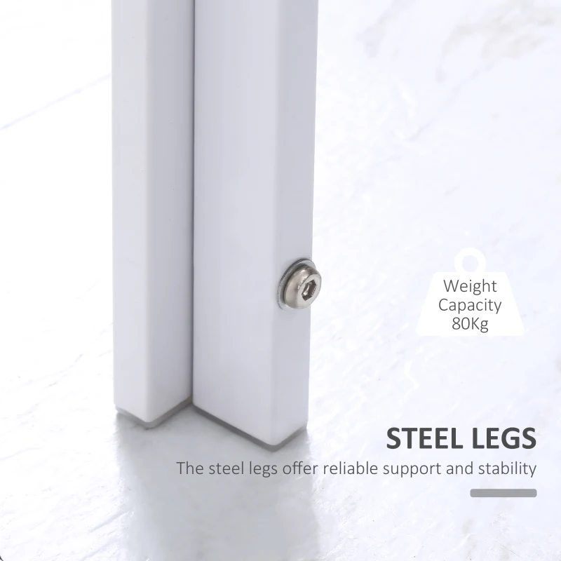 HOMCOM Rectangular Kitchen Table for 4 People, Dining Table with Tabletop Tempered Glass for Dining Room, Living Room, White