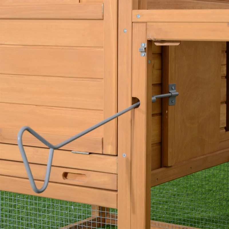 PawHut 75" Wooden Chicken Coop with Nesting Box, Outdoor Hen House with Removable Tray, Ramp, Run, Poultry Cage for Garden Backyard, Natural Wood