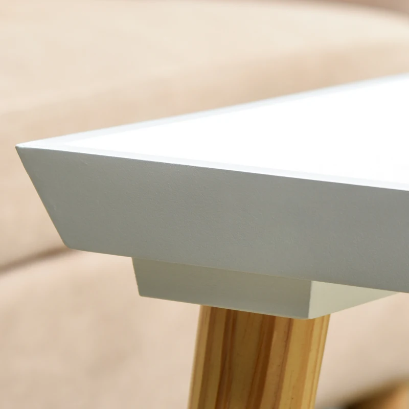 HOMCOM Coffee Table with Tray Top, Nordic Center Table with Pine Wood Legs, Rectangle Coffee Tables for Living Room, White