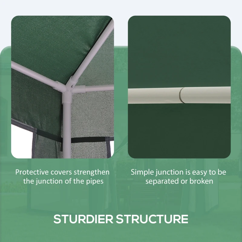 Outsunny Φ13' Hexagon Party Tent Patio Gazebo Outdoor Activity Event Canopy Quick Sun Shelter Pavilion with Netting Mesh Sidewall Green