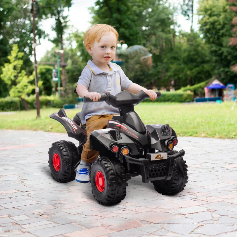 Qaba 6V Kids ATV, 4 Wheeler Quad Car w/ Music for 2-6 Years, Black