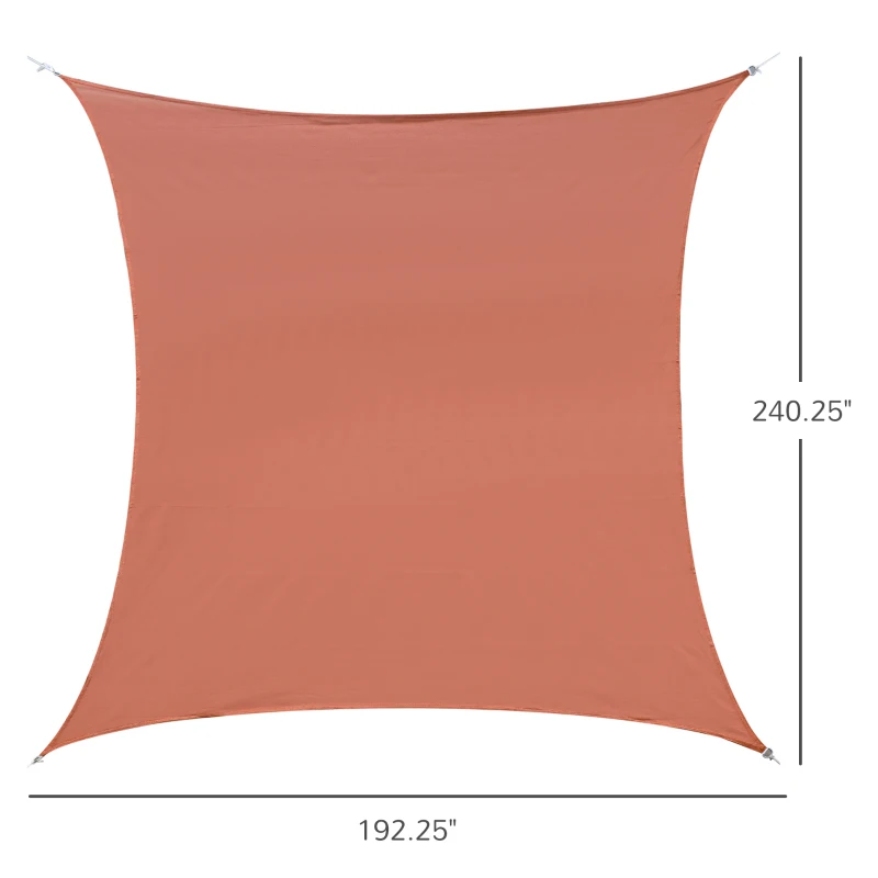 Outsunny 16' x 20' Sun Shade Sail Canopy Outdoor Shade Sail Cloth for Patio Deck Yard with D-Rings and Rope Included, Brick Red
