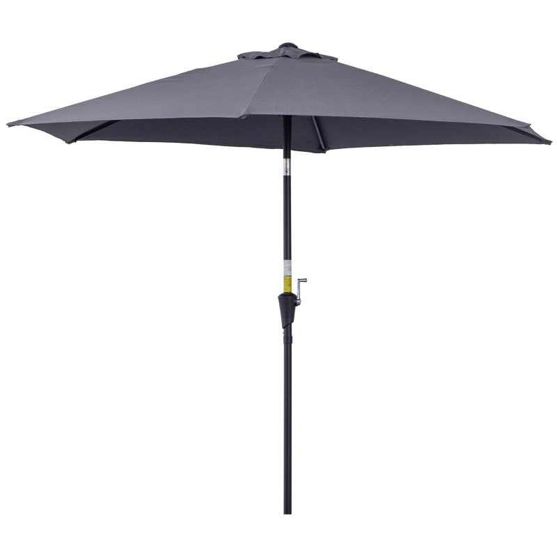Outsunny 8.5FT Patio Umbrella, Round Garden Parasol with 6 Ribs, Market Sunshade Tilt Canopy w/ Crank Handle for Outdoor, Grey