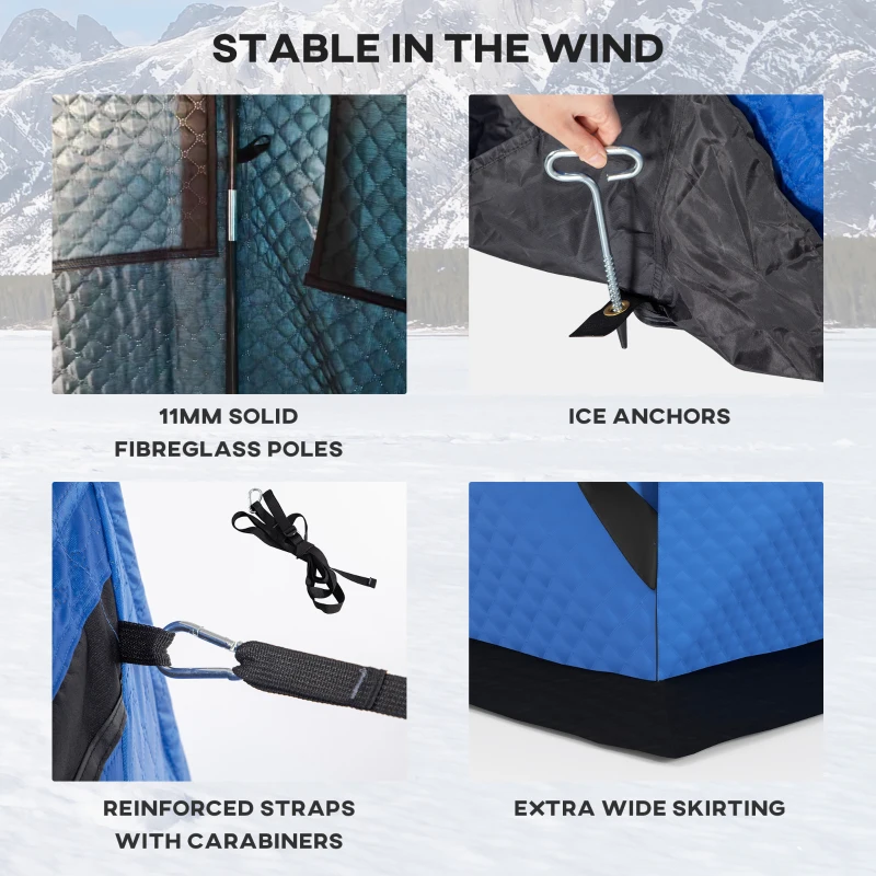 Outsunny 3-4 Person Insulated Ice Fishing Shelter, Pop up Ice Fishing Tent with Windows, Vents and Carry Bag, for Low-Temp -22℉
