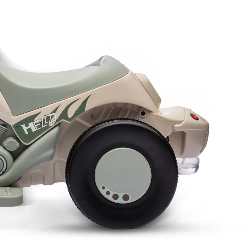 Qaba Ride On Motorcycle, 6V Ride on Bubble Car, 3 Wheeled Electric Motorcycle for Kids w/ LED Headlight, Music, Cream White