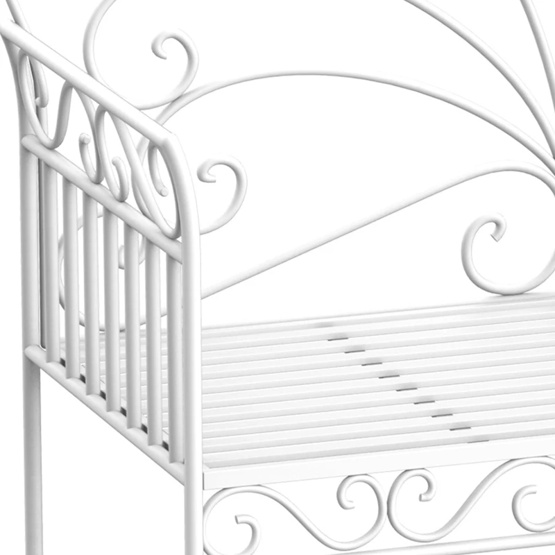 Outsunny 43" Garden Bench, Outdoor Patio Bench with Armrests, Metal Porch Bench for Backyard, Poolside, Lawn, Cream White