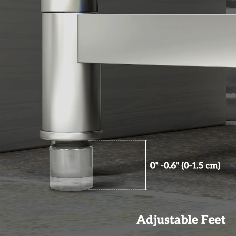 HOMCOM Stainless Steel Outdoor Utility Sink with Cold and Hot Water Pipe and Double Storage Shelves for Laundry Garage