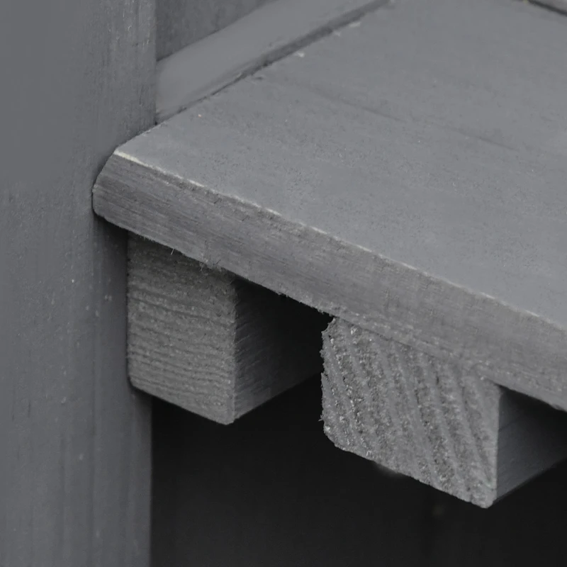 Outsunny Wooden Garden Tool Storage Shed Kit with Hinged Roof, 2-Tier Shelves and Double Doors, 74x43x88cm, Dark Grey