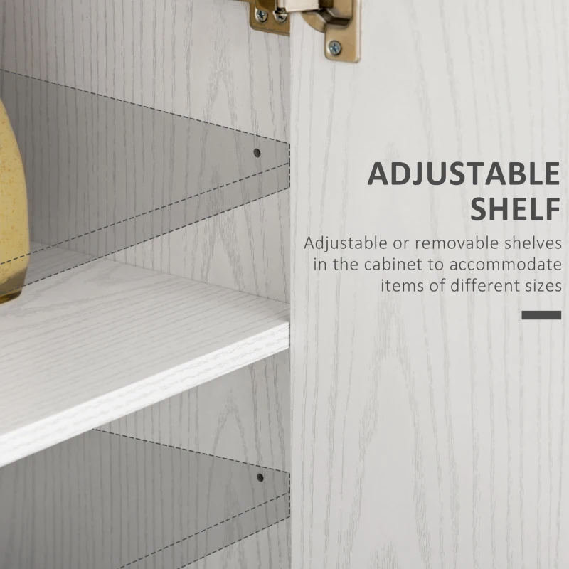 HOMCOM Kitchen Storage Cabinet, Freestanding Pantry Cabinet with 2 Doors and Adjustable Shelves, Distressed White