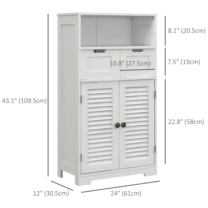 kleankin Bathroom Vanities with Louvred Doors, Medicine Cabinet, Bathroom Cupboard with Drawers and Open Shelf