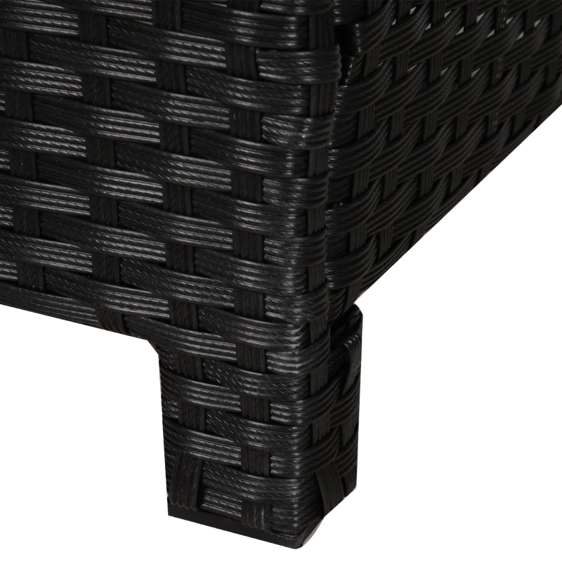 Outsunny 20" Patio Wicker Ottoman, Multipurpose Outdoor PE Rattan Footrest, Additional Seating, Side Table with Soft Cushion, Black, Cream White