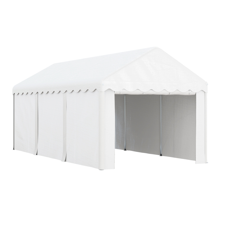Outsunny 10 x 20ft Portable Garage Heavy Duty Carport with 2 Roll-up Doors and Removable Sidewalls for Car, Truck, Boat, White