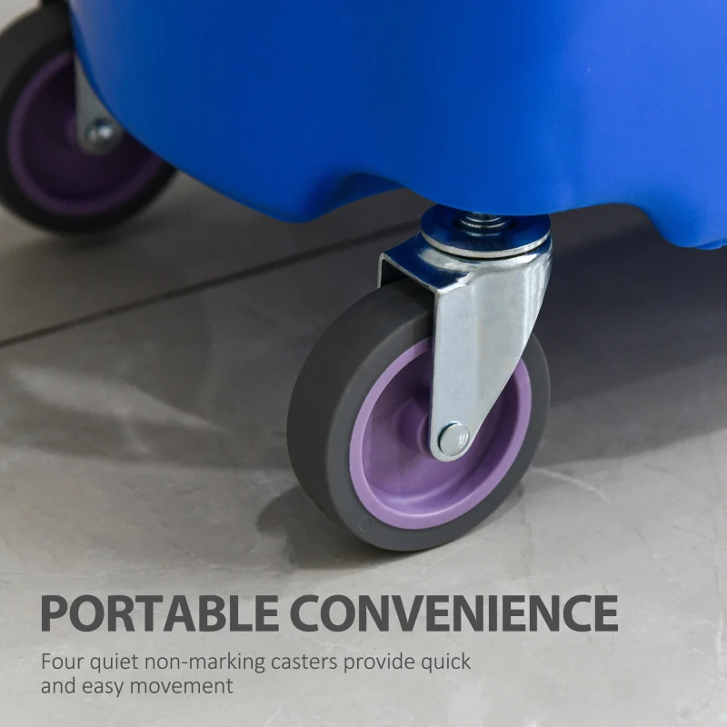 HOMCOM Mop Bucket Cart with Side Press Wringer, Metal Handle and 34 Quart Capacity, Blue