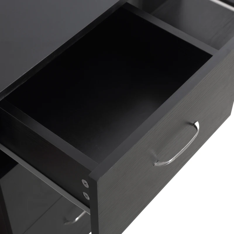 HOMCOM Computer Desk, 47" Writing Table with 3-Tier Shelves and 3 Reversible Drawers for Home Office, Bedroom, Black