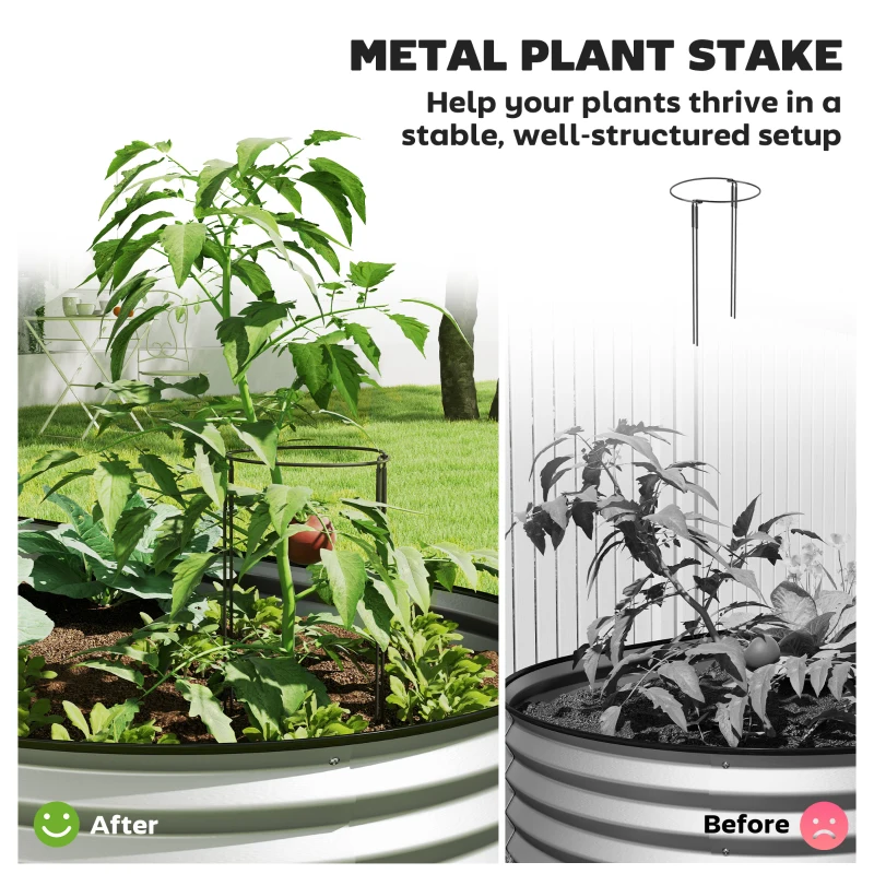 Outsunny 5' x 3' x 1' Large Outdoor Planter Box, Galvanized Raised Garden Bed with Metal Plant Stake, Silver