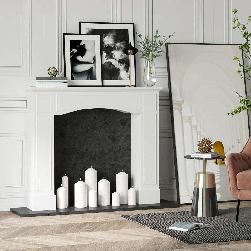 HOMCOM Modern Fireplace Mantel, Surround Mantels for Fireplace with Decorative Pattern Interior Width 29" White