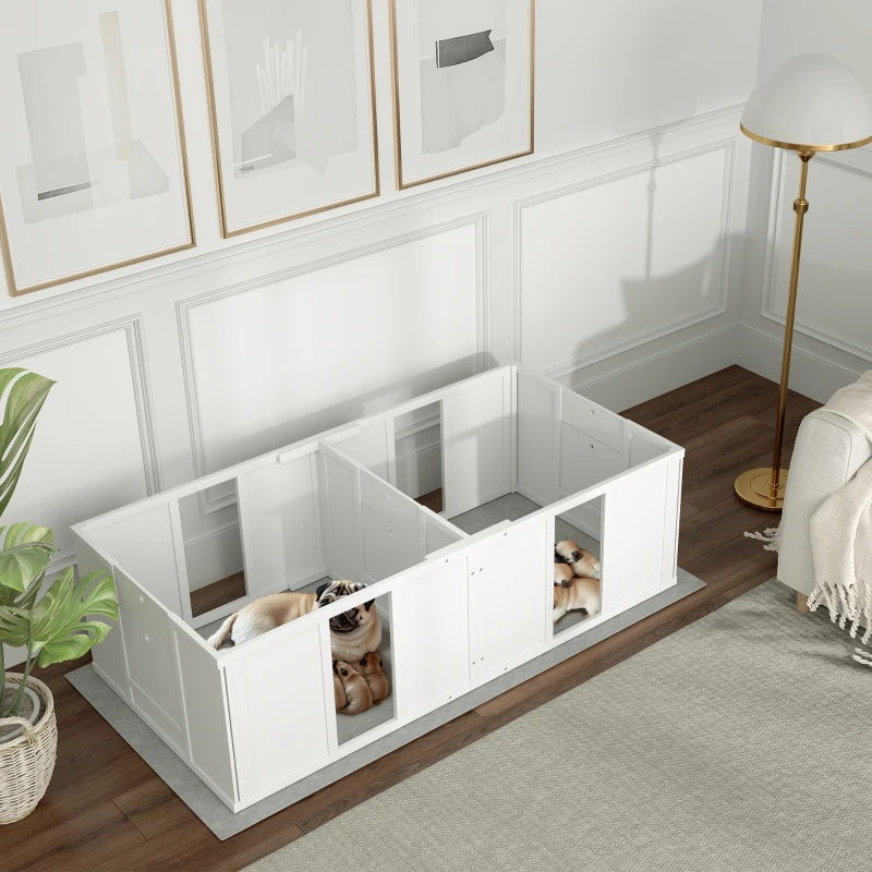 PawHut Whelping Box for Dogs and Puppies, Dog Birth Supplies Indoor w/ Adjustable Height Doors, for Small Sized Dogs