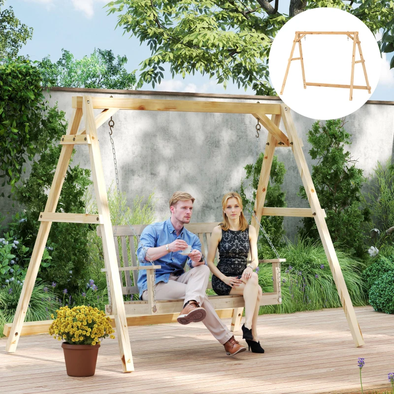 Outsunny 770lbs Porch Swing Frame, Heavy Duty A-Frame Hanging Chair Stand Only with Reinforced Bars for Porch, Garden, Backyard