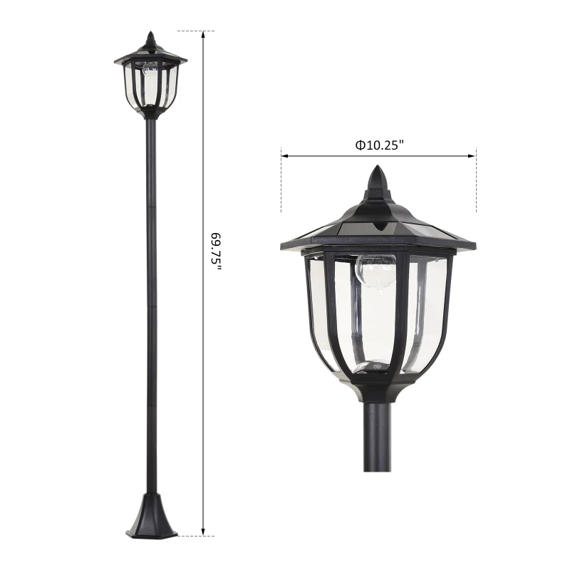 Outsunny Outdoor Solar Lamp Post Street Light, Waterproof with Auto Sensor Control, Adjustable Brightness, Beautiful Classic Lantern Style, for Pathway, Backyard, Porch, Patio
