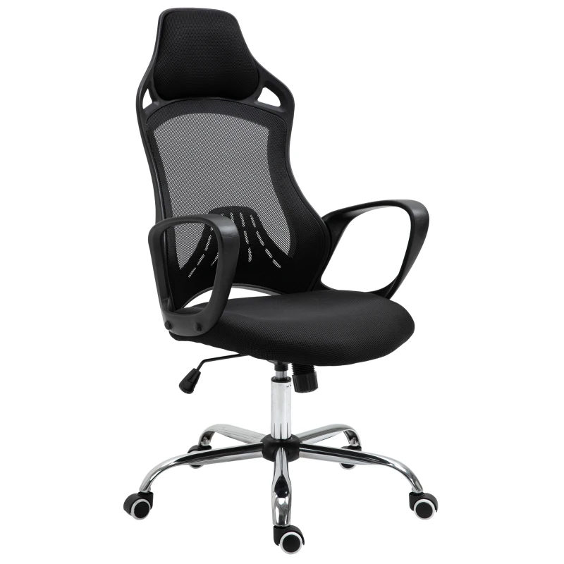 Vinsetto High Back Office Chair Mesh Desk Chair with Adjustable Backrest, Swivel Task Chair with Ergonomic Design Conference Office, Black