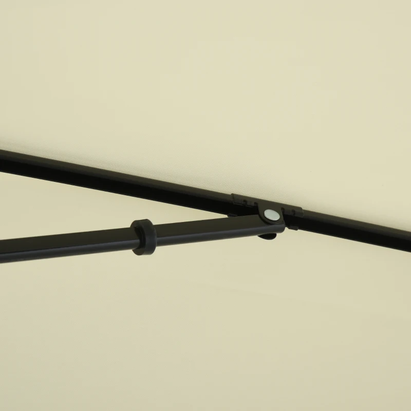 Outsunny 6.5x4ft Rectangle Patio Umbrella Aluminum Tilt Adjustable Garden Parasol  Sun Shade Outdoor Canopy Cream White