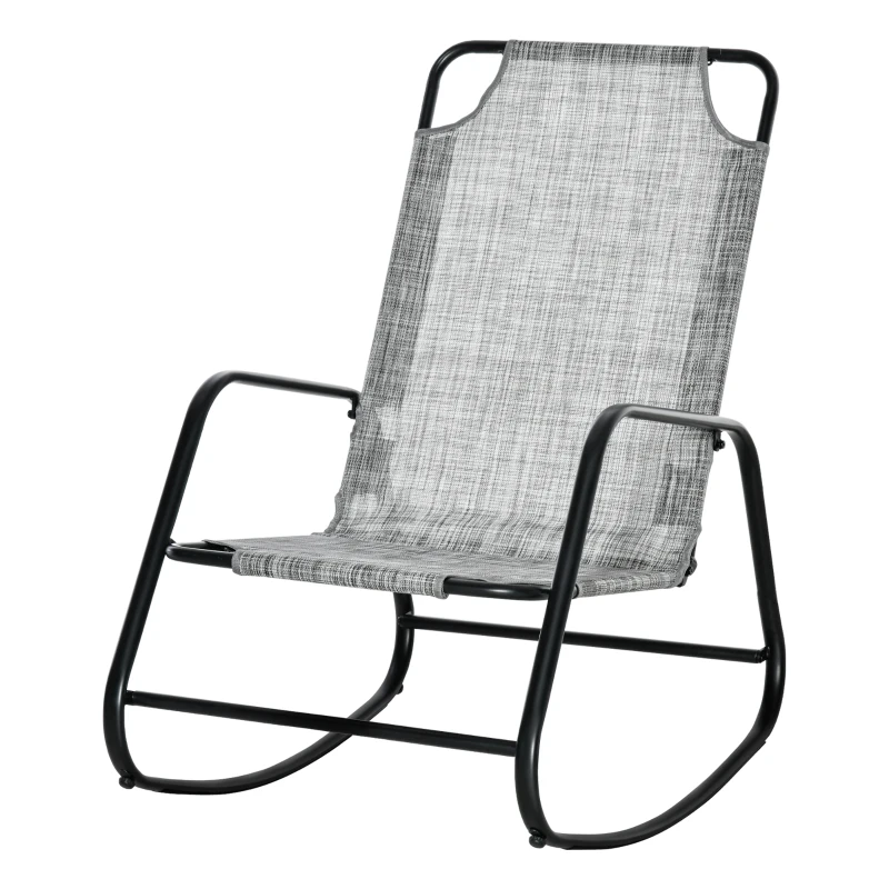 Outsunny Garden Rocking Chair, Outdoor Indoor Sling Fabric Rocker for Patio, Balcony, Porch, Grey