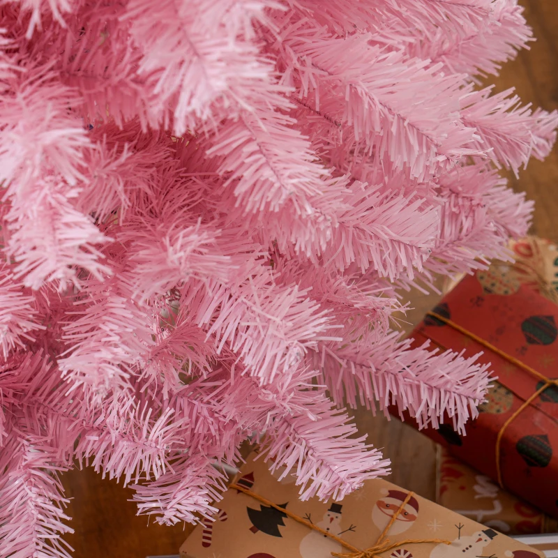 HOMCOM 5FT Pencil Christmas Tree, Artificial Christmas Tree with Automatic Open for Home Party, Pink
