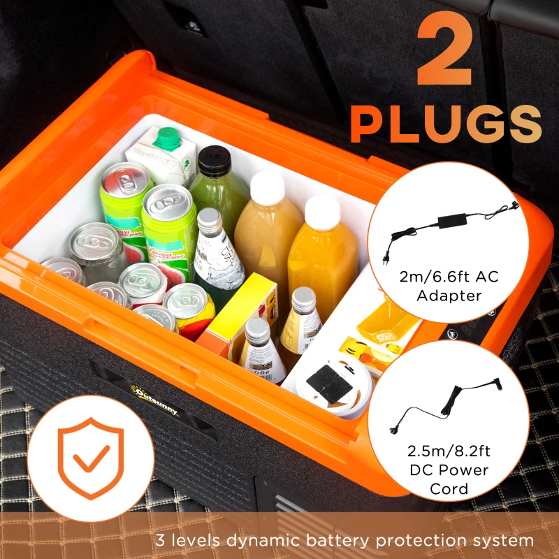 Outsunny 32 Quart Car Fridge, Portable Freezer, Electric Cooler Box with 12/24V DC and 100-240V AC for Camping, Driving, Picnic