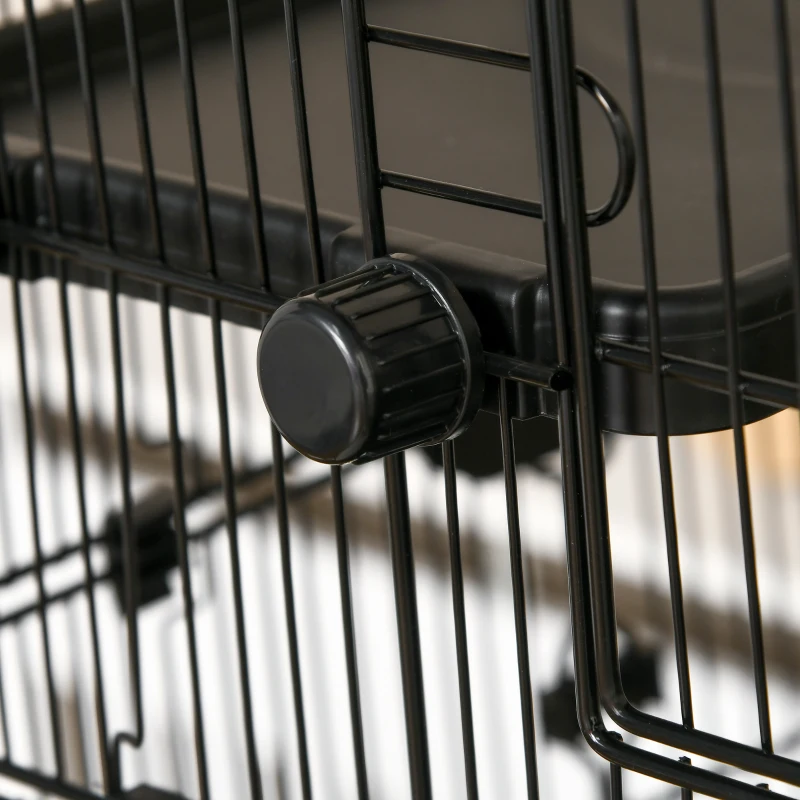 PawHut 6-tier Platform Rolling Small Animal Cage Rabbit Hutch Pet Play House with Platform, Ramp,Removable Tray. 4 universal wheels (Black) for Bunny Pet Mink Chinchilla