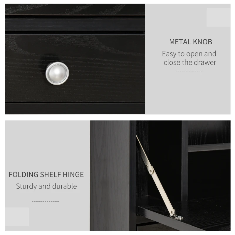 HOMCOM Wall Mounted Desk with Storage Shelves, Floating Desk with Foldable Tabletop, Space Saving Computer Writing Table for Home Office, 23.5 x 6 x 19.75 Inch, Black