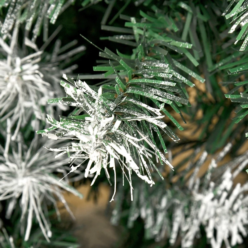 HOMCOM 6ft Unlit Snow-Dusted Full Fir Artificial Christmas Tree with Realistic Branches, 61 Pine Cones and 800 Tips