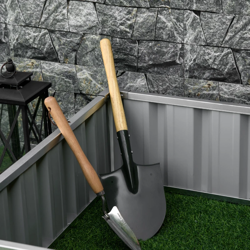 Outsunny 3' x 3' x 1' Raised Garden Bed, Galvanized Metal Planter Box for Vegetables Flowers Herbs, White