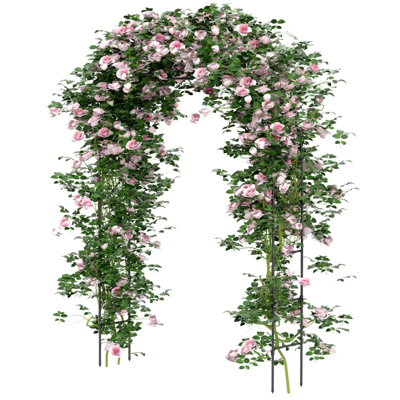 Outsunny 8FT Metal Garden Arch Trellis for Climbing Plants, Ceremony, Wedding Decoration, Black